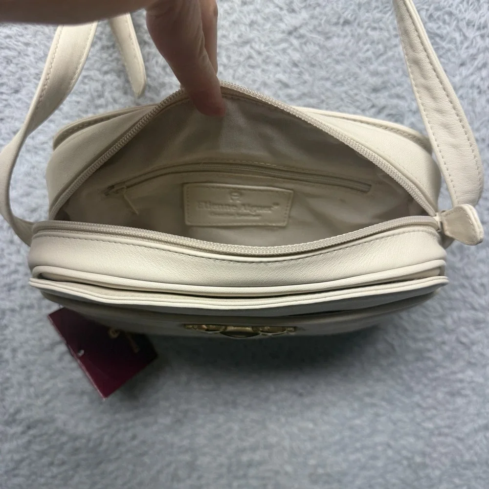 Vintage Etienne Aigner Kentucky Derby Collection Leather Crossbody Bag Cream 90s
